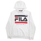 Mens White Fila Spellout Hoodie Jumper