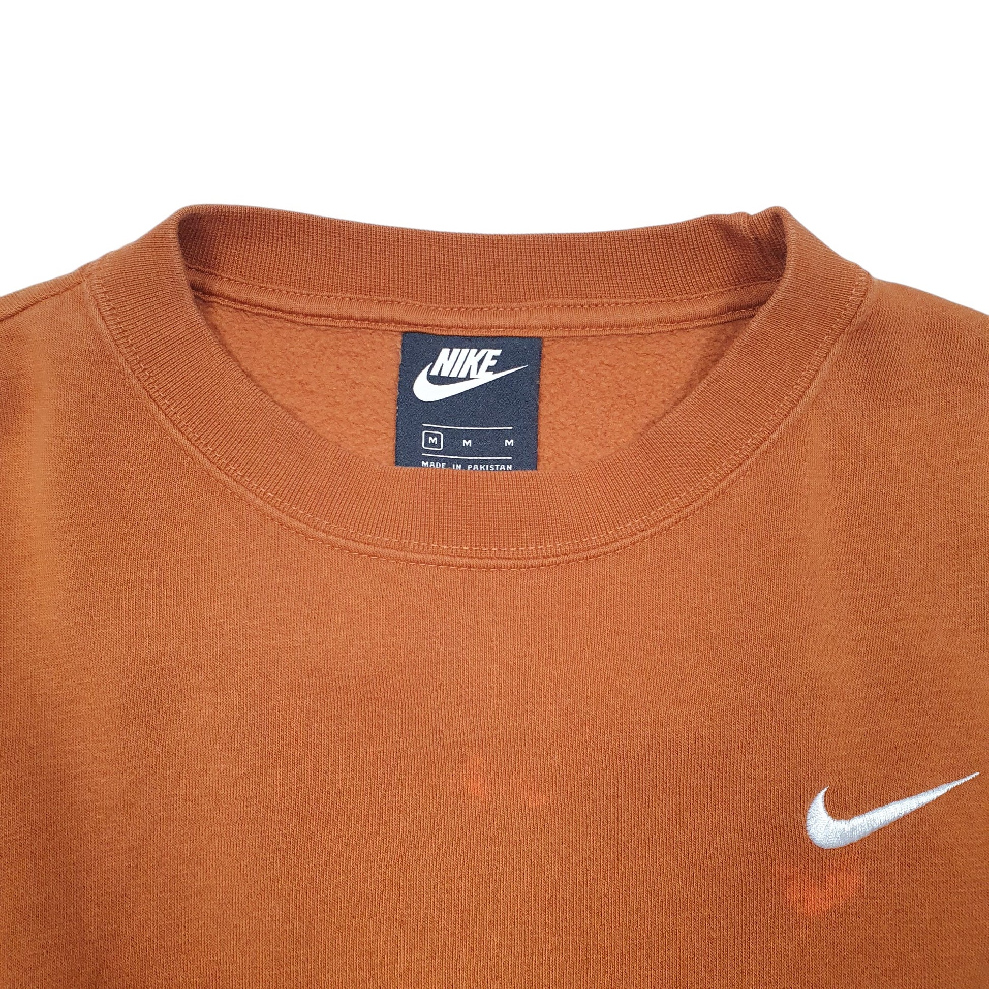 Womens Orange Nike Cropped Oversize Short Workout Gym Crewneck Jumper