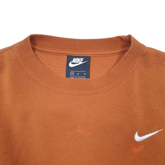 Womens Orange Nike Cropped Oversize Short Workout Gym Crewneck Jumper