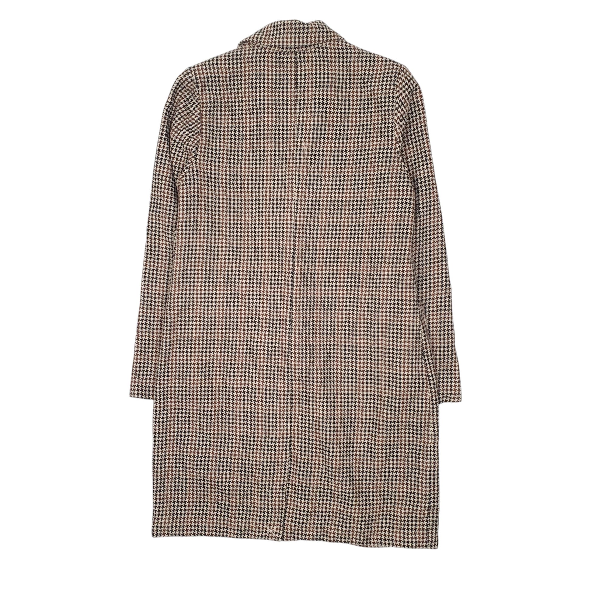 Mens Brown Pimkie Dogtooth Trench Longline Overcoat  Coat