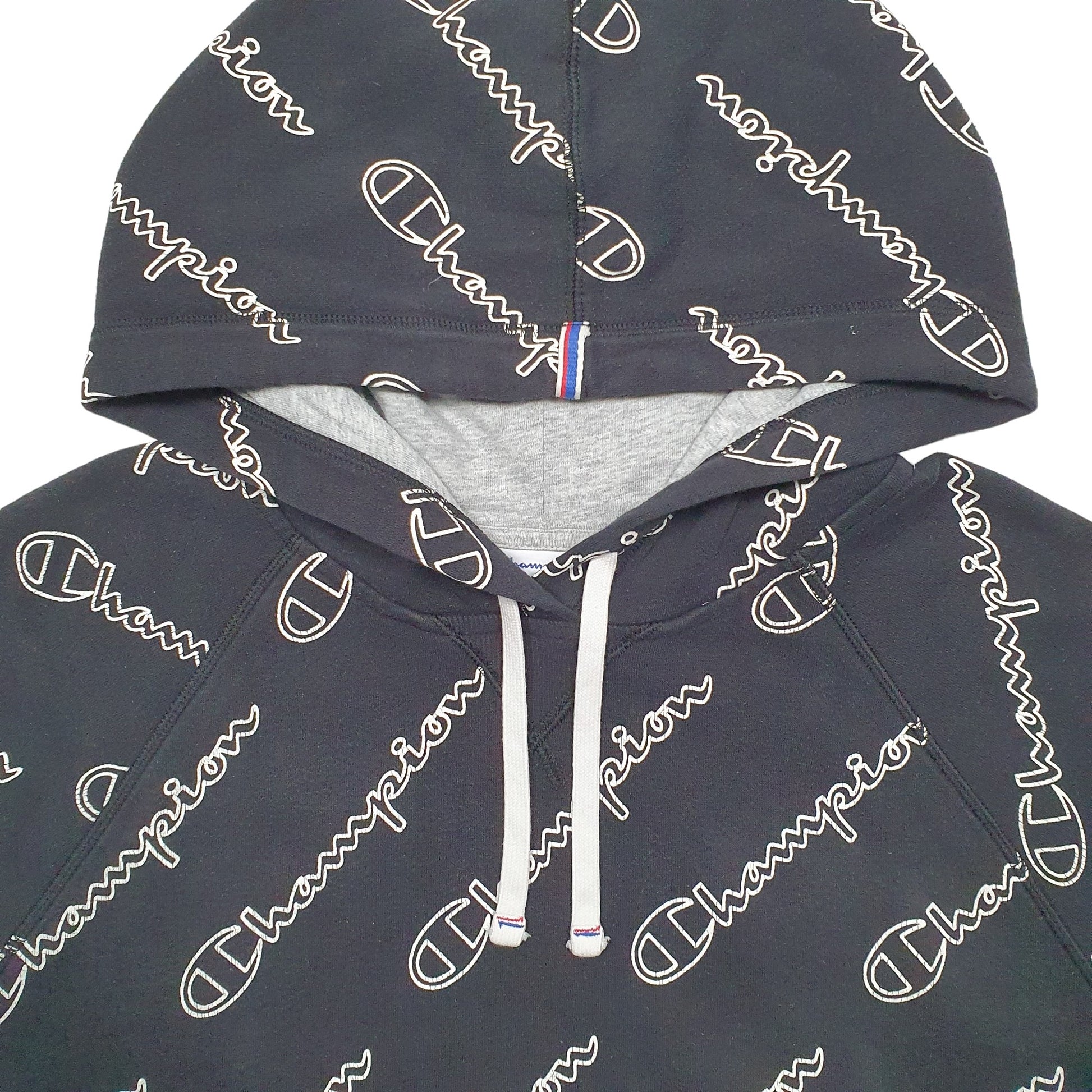 Womens Black Champion Spellout Hoodie Jumper