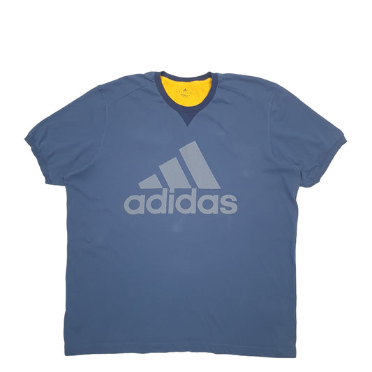 Mens Blue Adidas Spellout Climalite Short Sleeve T Shirt