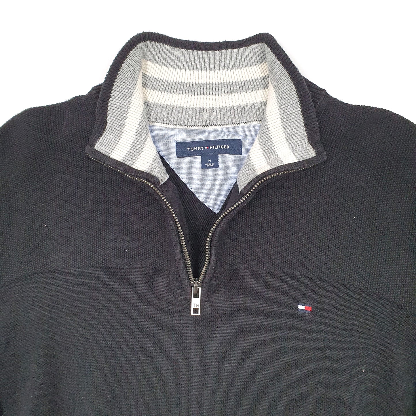 Mens Black Tommy Hilfiger  Quarter Zip Jumper
