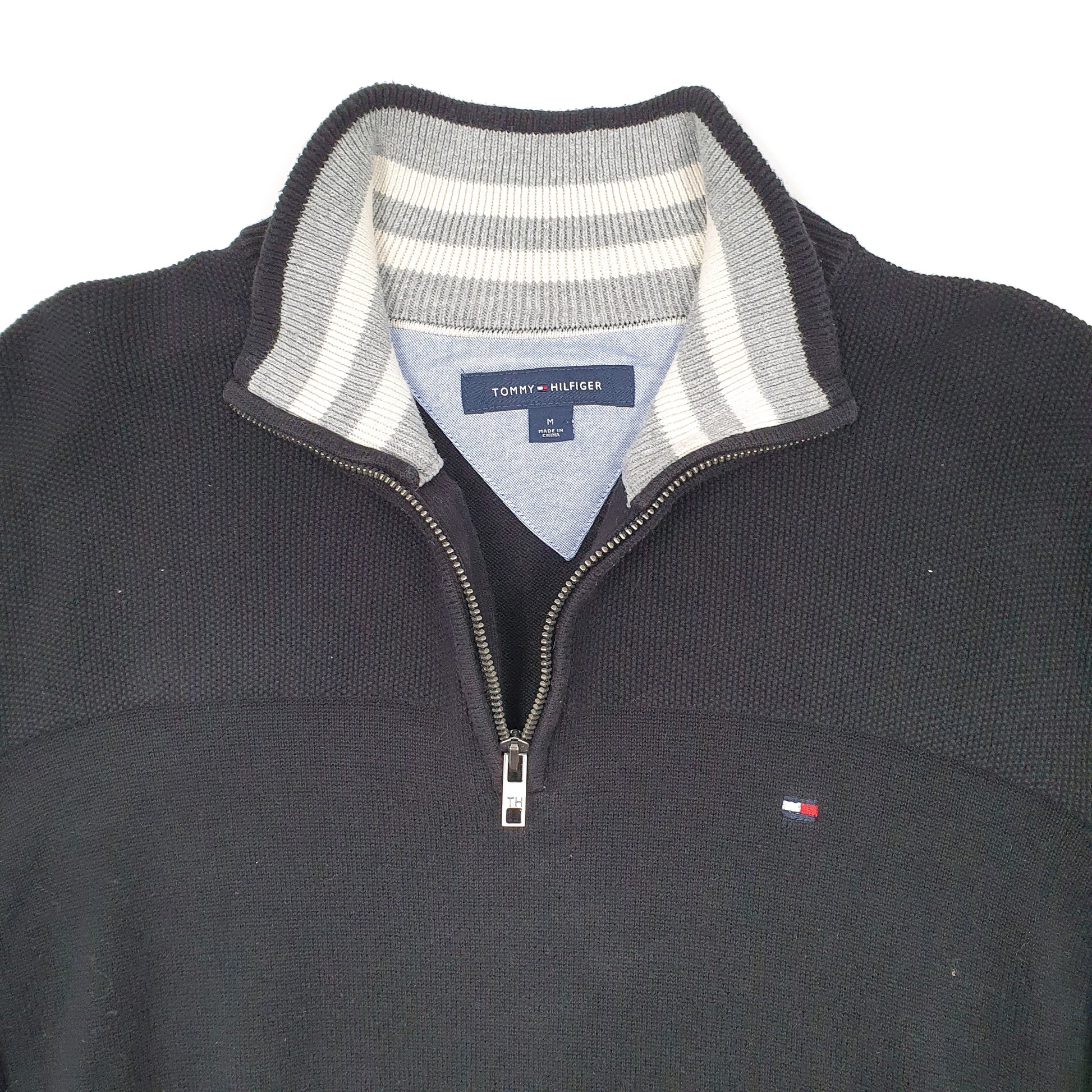 Mens Black Tommy Hilfiger  Quarter Zip Jumper