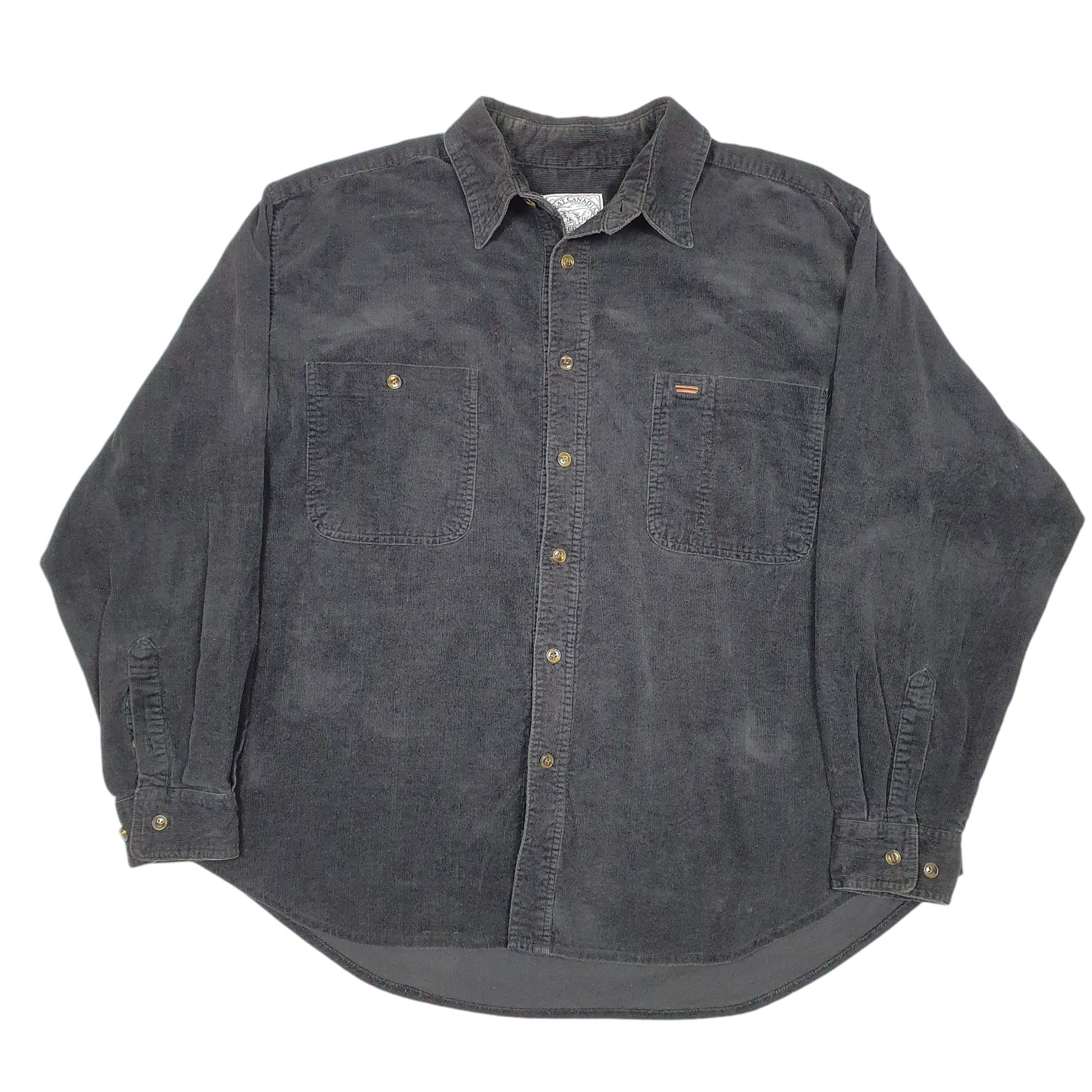 Mens Black Canadian Rugged Wear Corduroy Overshirt Shacket Long Sleeve Shirt