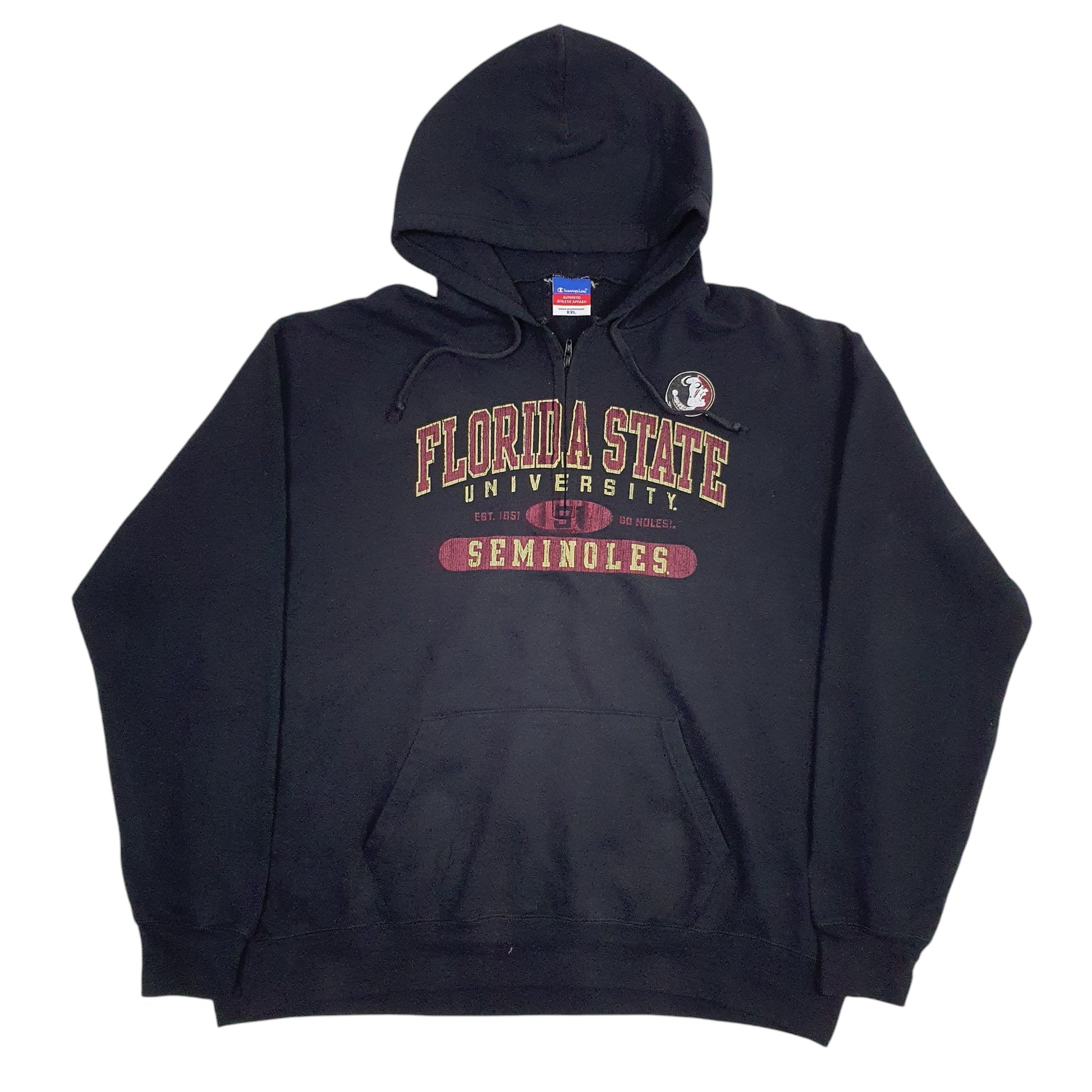 Mens Black Champion Florida University Seminoles Quarter Zip Jumper