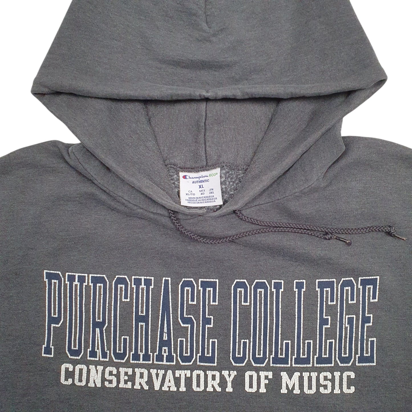 Mens Grey Champion College Spellout Hoodie Jumper