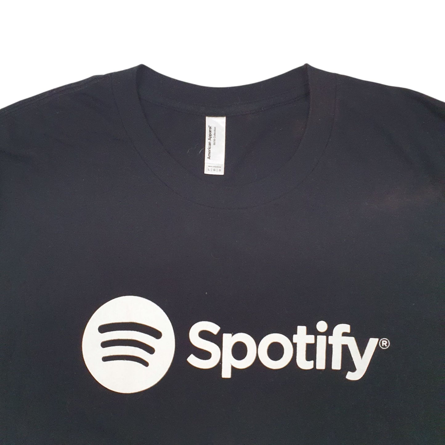 Mens Black American Apparel Spotify Short Sleeve T Shirt