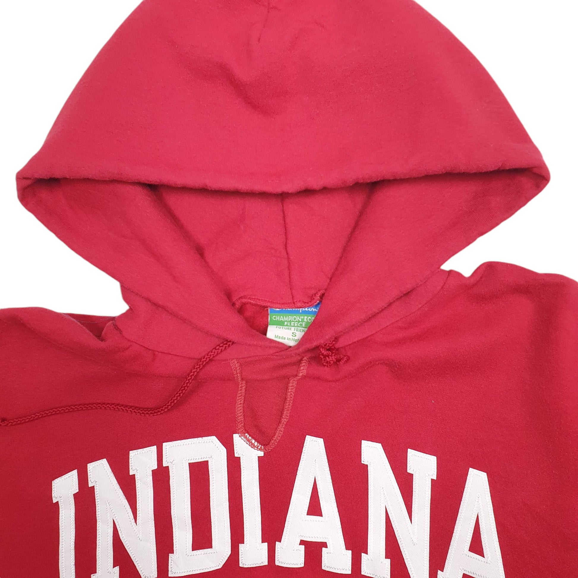 Mens Red Champion Indiana Spellout Hoodie Jumper