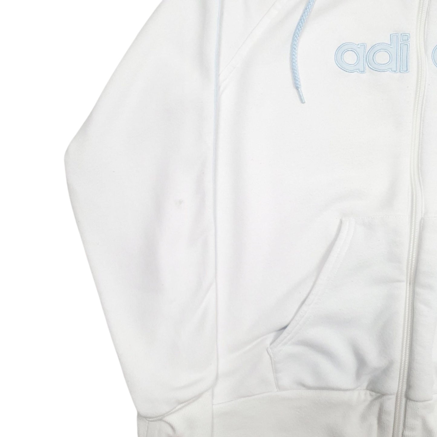 Womens White Adidas Spellout Full Zip Jumper