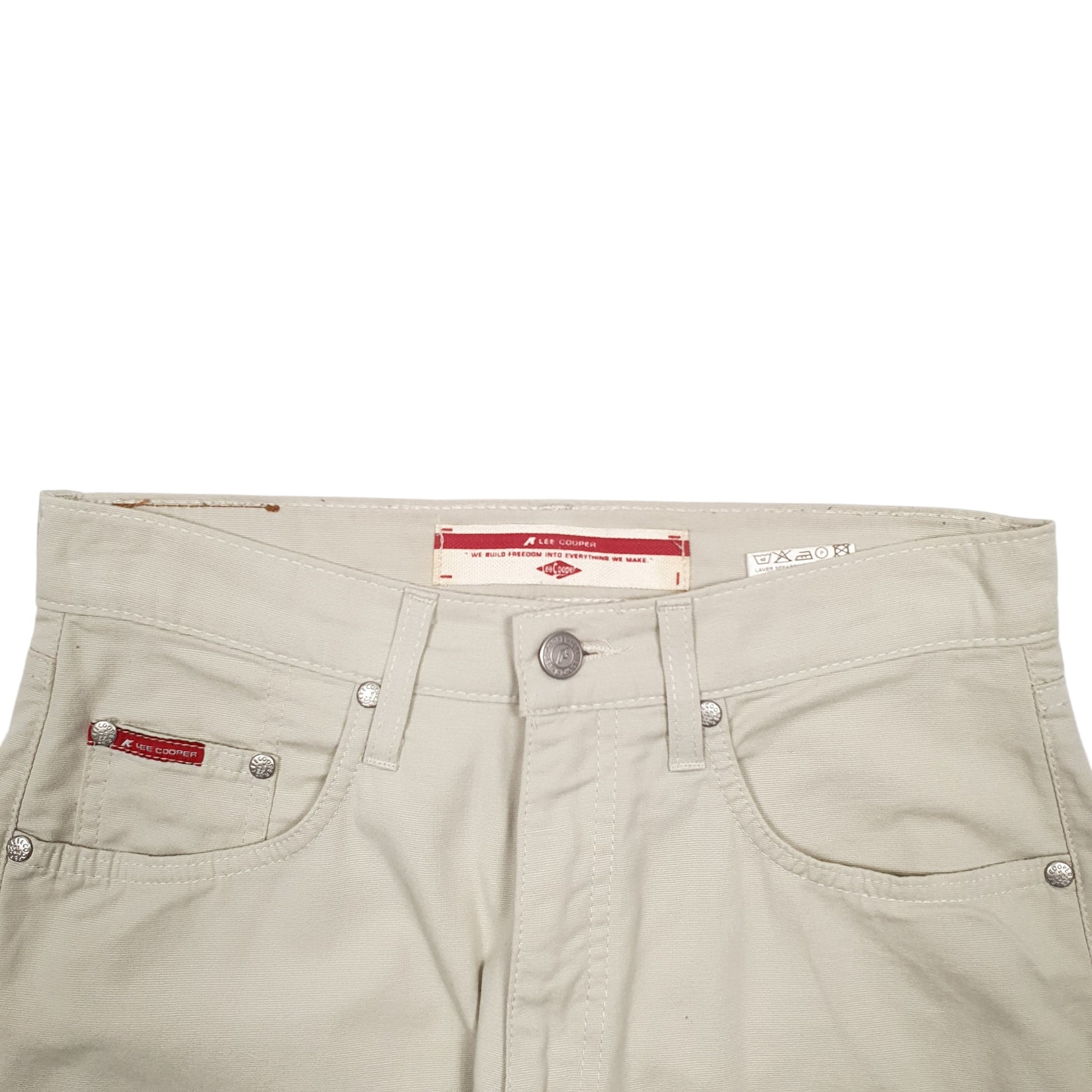 Mens Cream Lee Cooper Stretch Fit Chino Trousers