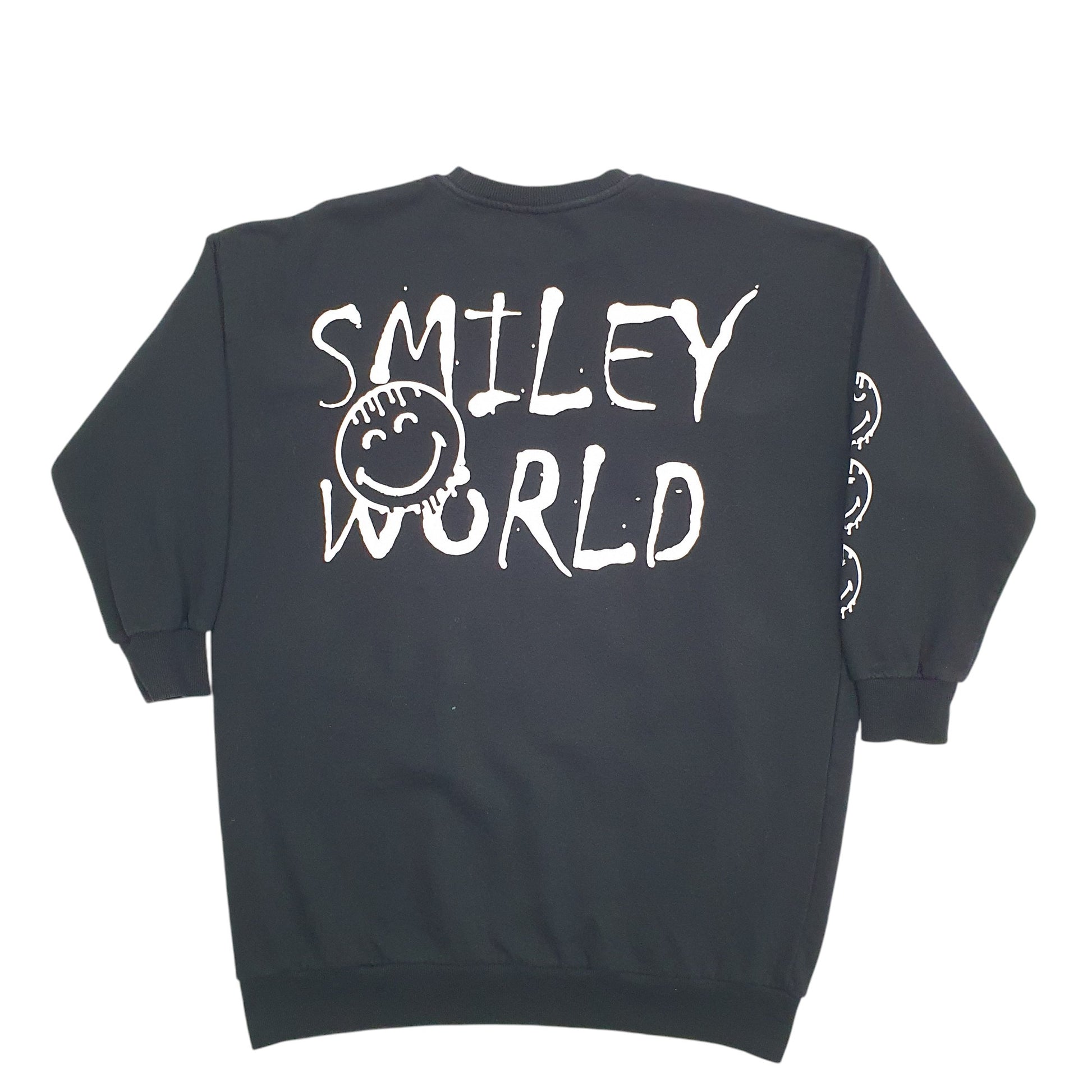 Mens Black Smiley World Smile Crewneck Jumper