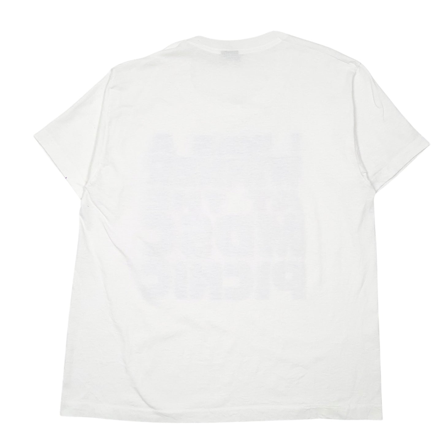 Mens White Fruit Of The Loom Single Stitch Vintage 90s Made In USA Picnic Winner Short Sleeve T Shirt