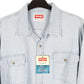 Mens Blue Wrangler Denim Jeans Chambray Work Long Sleeve Shirt