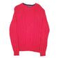 Mens Red Nautica Knit Cable Crewneck Jumper