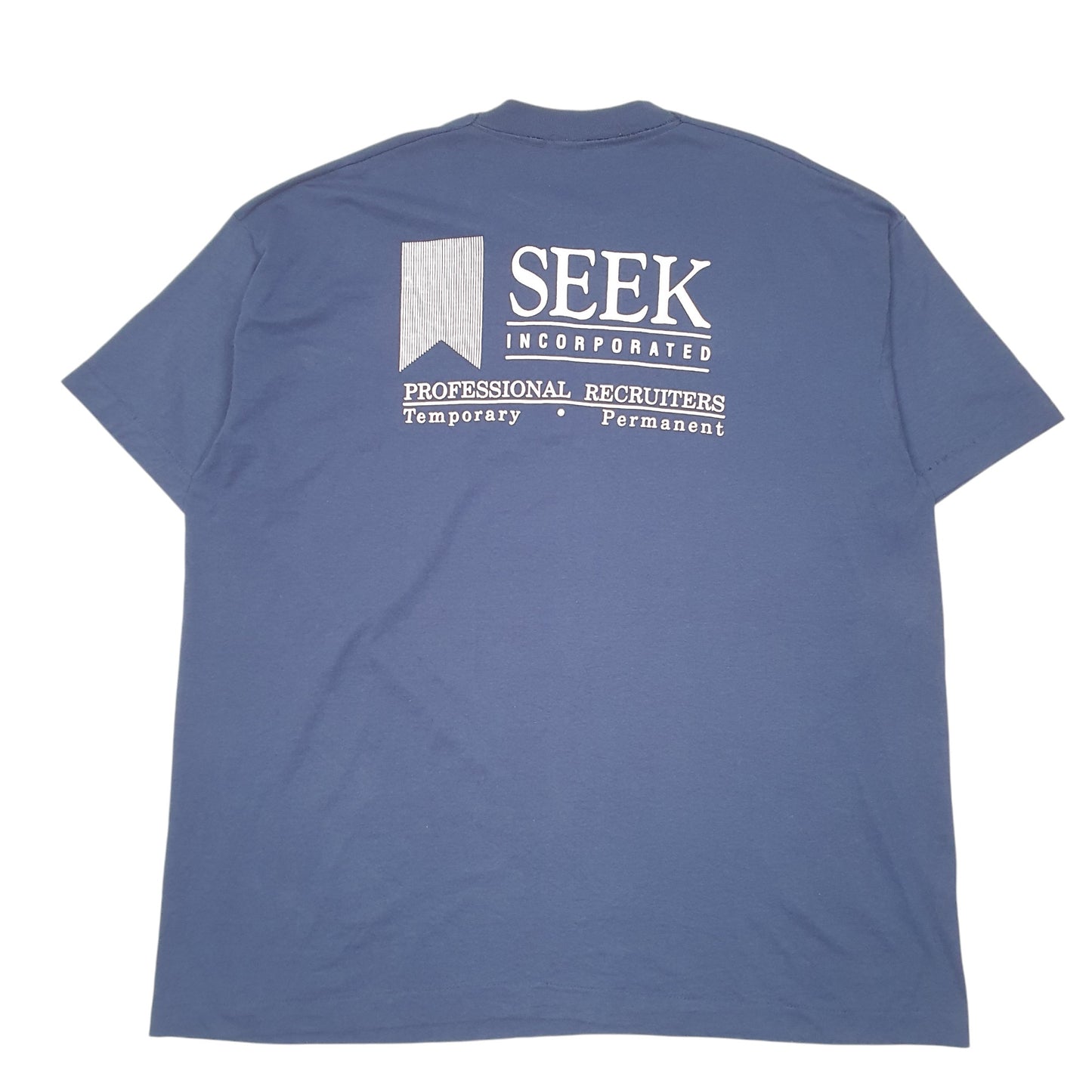 Mens Navy Unbranded Single Stitch Vintage 90s Seek Incorporated Short Sleeve T Shirt
