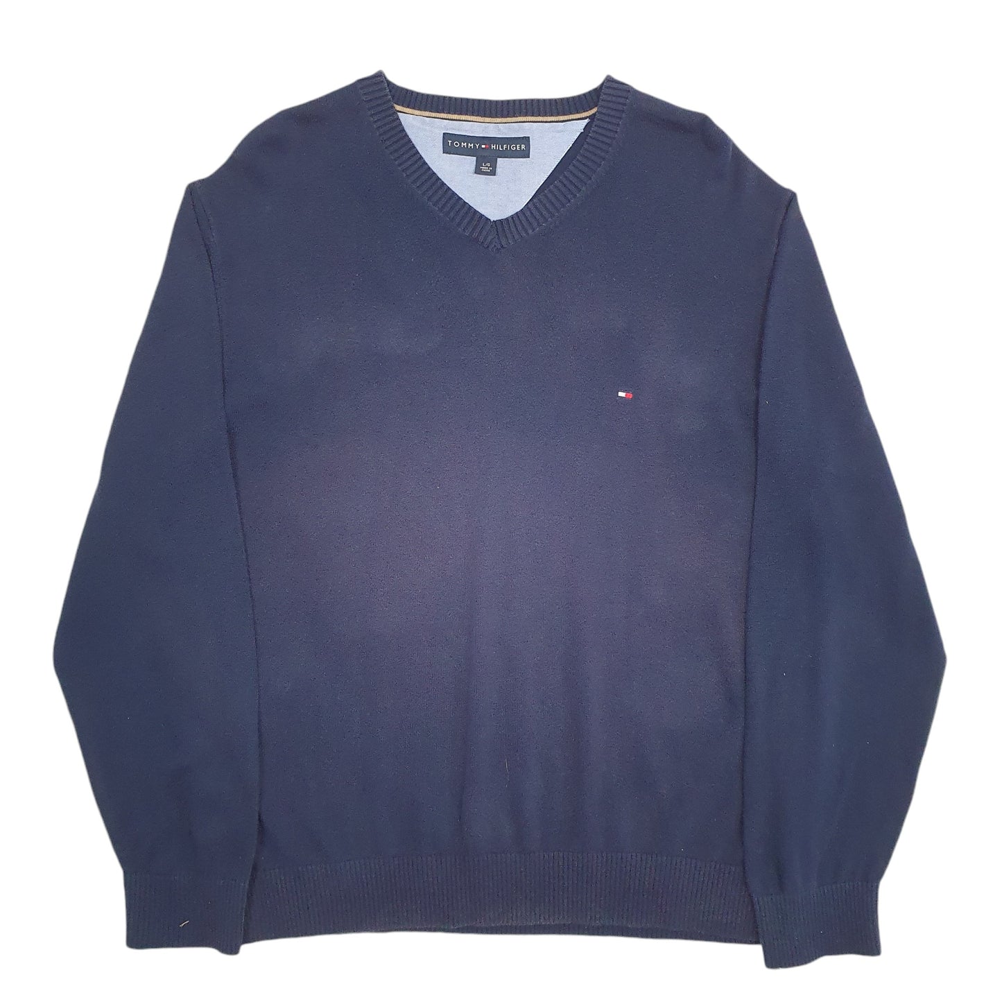 Mens Navy Tommy Hilfiger Knit V Neck Jumper