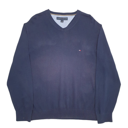 Mens Navy Tommy Hilfiger Knit V Neck Jumper