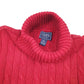 Womens Red Chaps Knit Cable Sweater Turtleneck Jumper