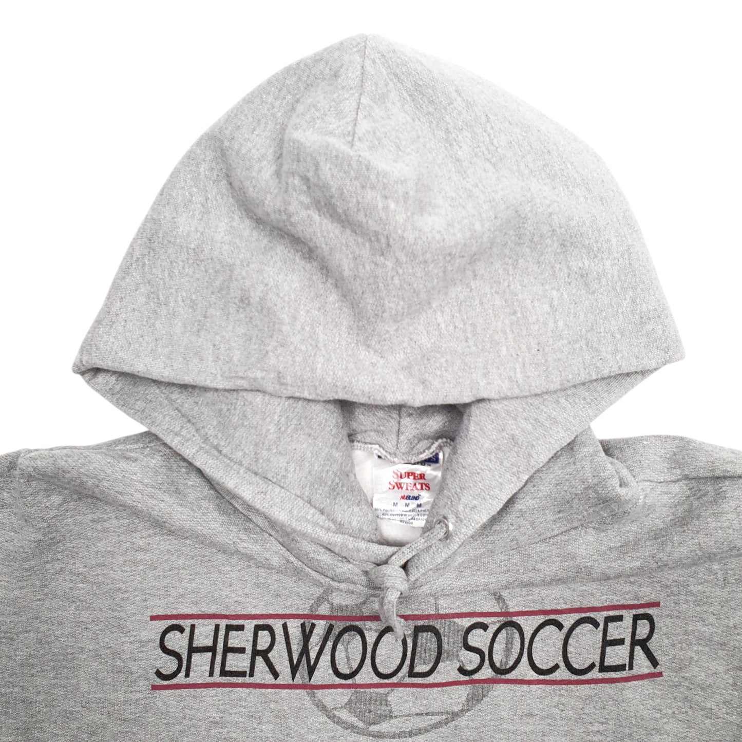 Mens Grey Jerzees Sherwood Soccer Spellout Hoodie Jumper