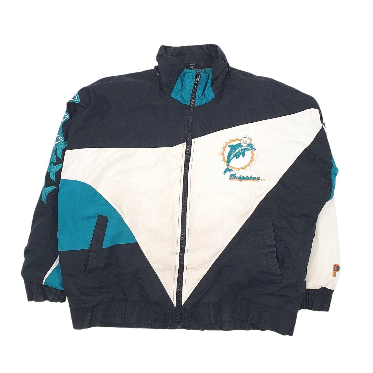 Mens Black Pro Player NFL Miami Dolphins Vintage 90s  Coat