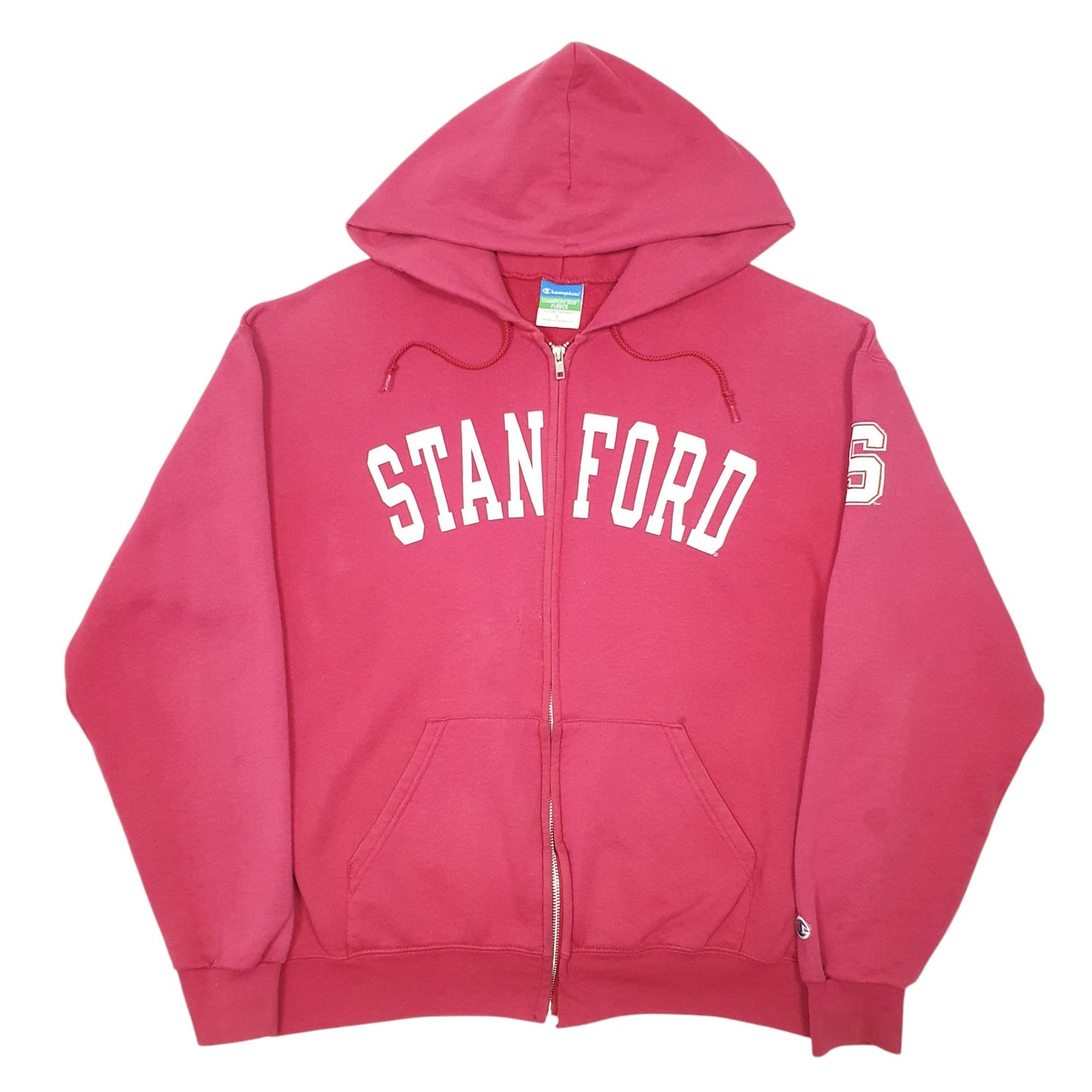 Mens Red Champion Hoodie Stanford College USA Spellout Full Zip Jumper