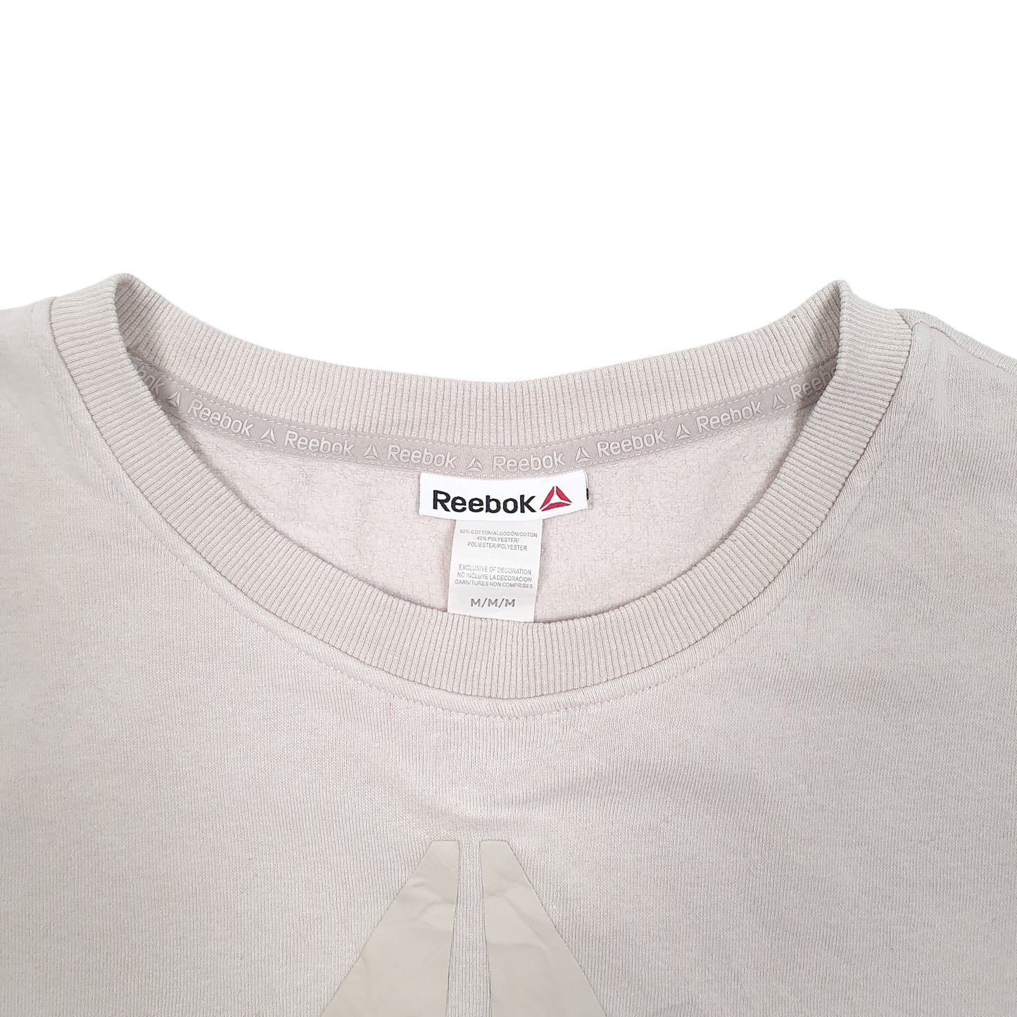 Womens Beige Reebok Spellout Workout Crewneck Jumper