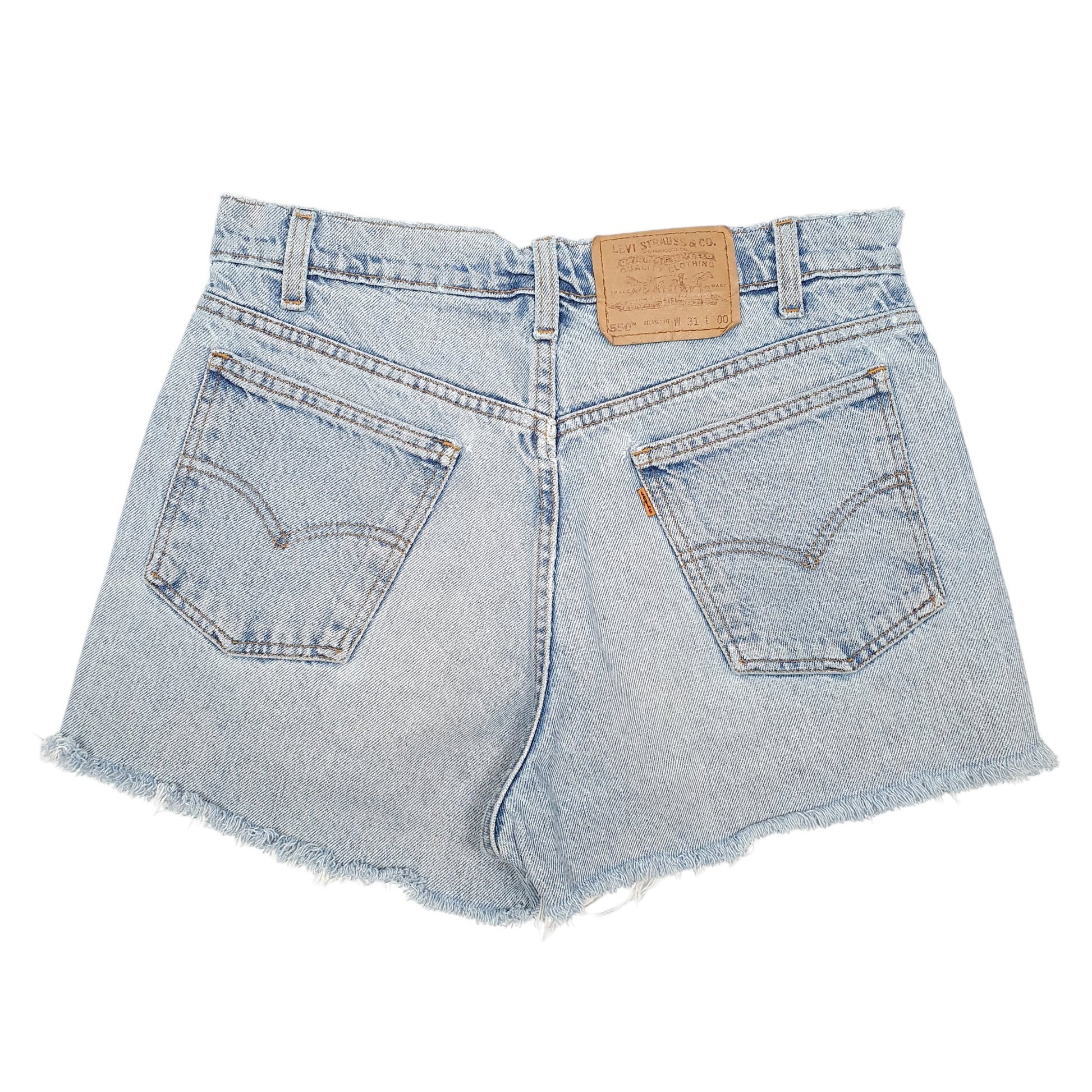 Womens Blue Levis Vintage Orange Tab Jorts Hot Pants Cut Offs Denim Shorts