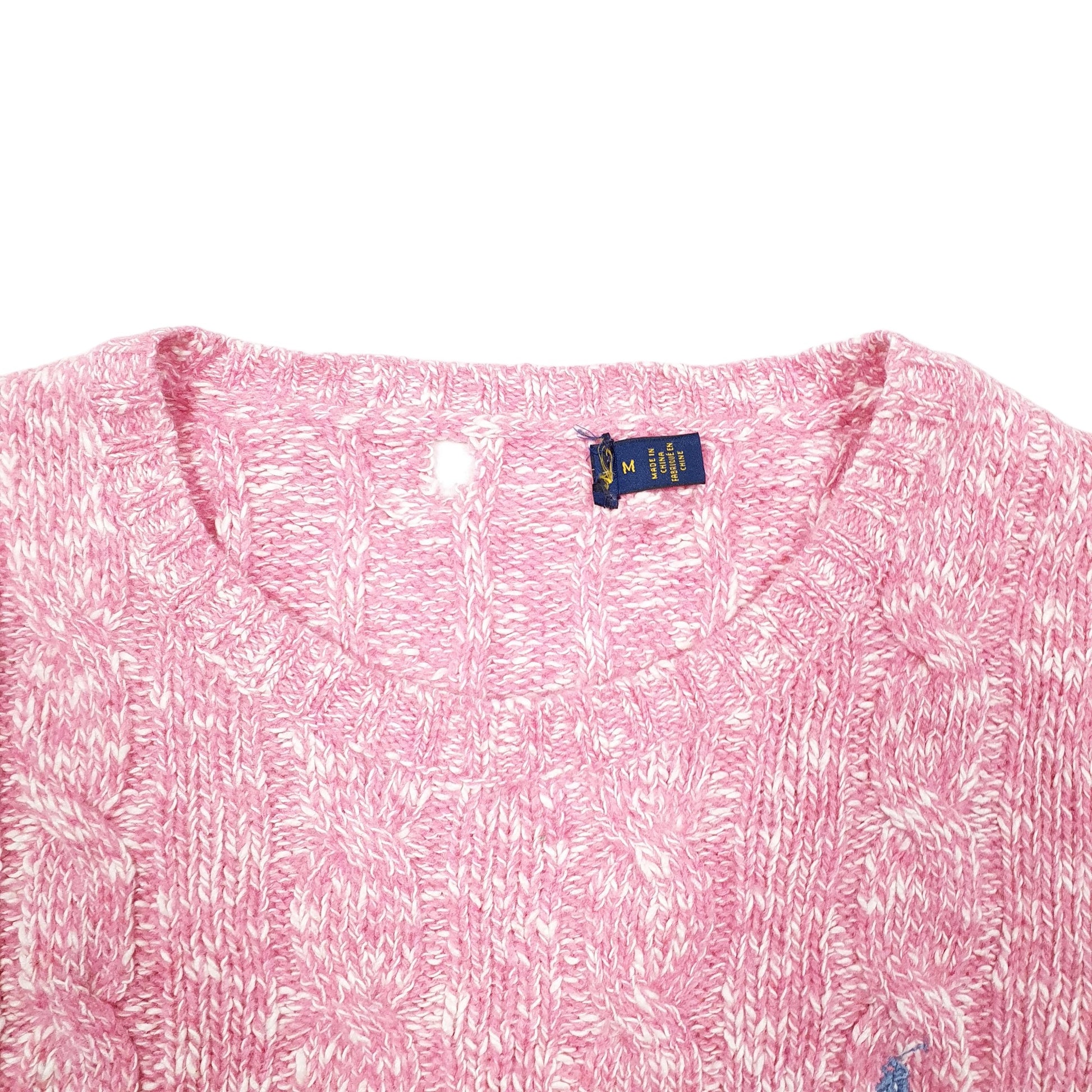 Womens Pink Polo Ralph Lauren Cable Knit Crewneck Jumper