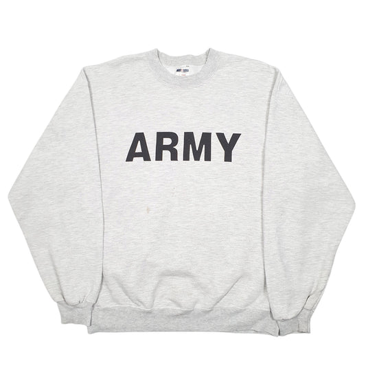 Mens Grey Jerzees U.S Army Spellout Crewneck Jumper