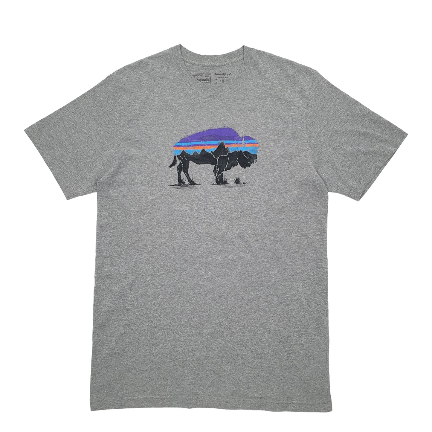 Mens Grey Patagonia Buffalo Short Sleeve T Shirt