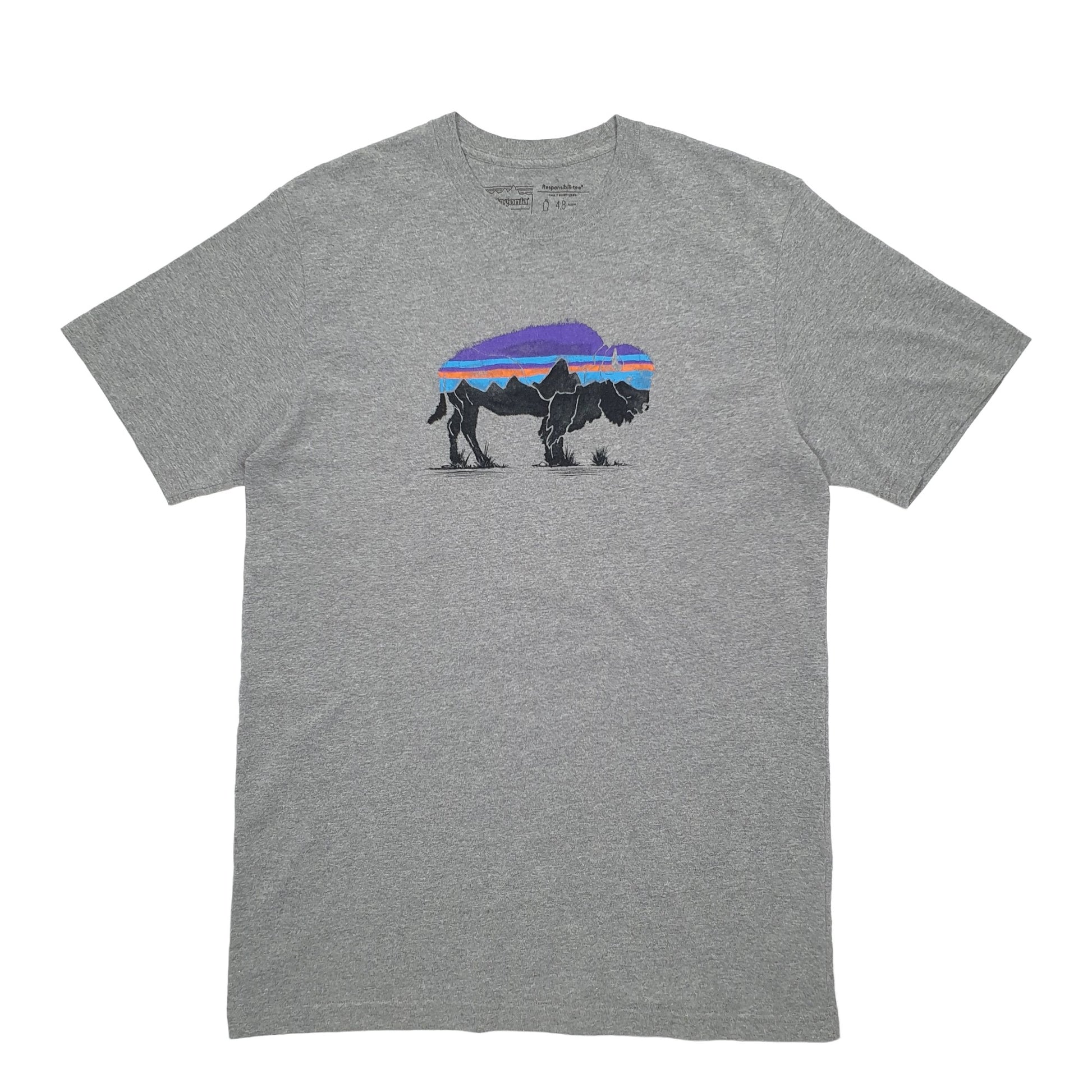 Mens Grey Patagonia Buffalo Short Sleeve T Shirt