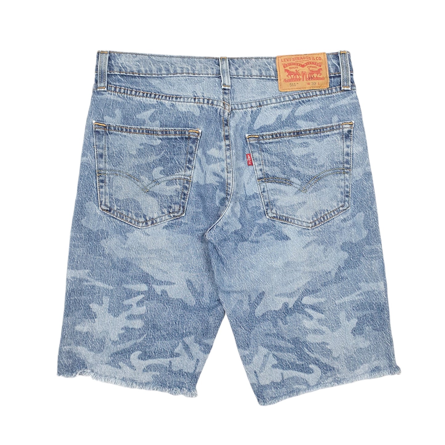 Mens Levis Blue Denim Denim Jeans Jorts 511 Slim Cut Off Acid Wash