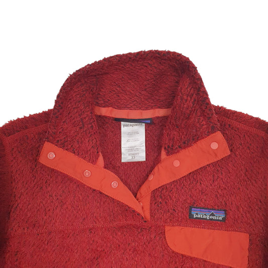 Womens Red Patagonia Button Up Quarter Zip Jumper