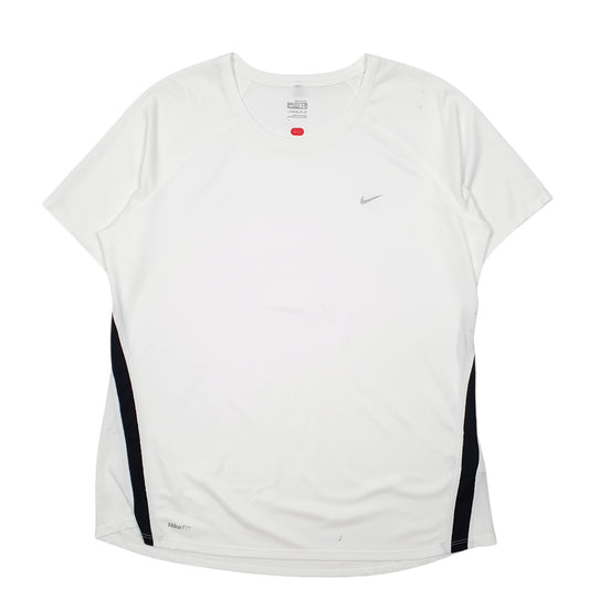 Womens White Nike Active Fit Dry Gym Workout Running Short Sleeve T Shirt