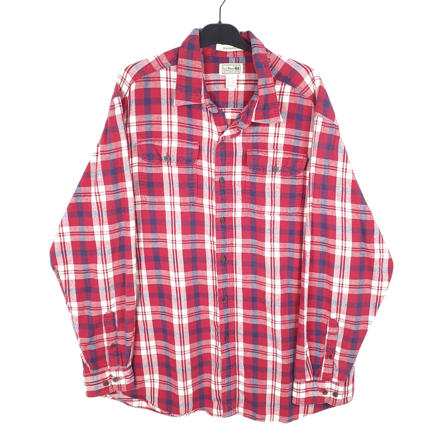 Mens Red L.L.Bean Flannel Overshirt Shacket Long Sleeve Shirt