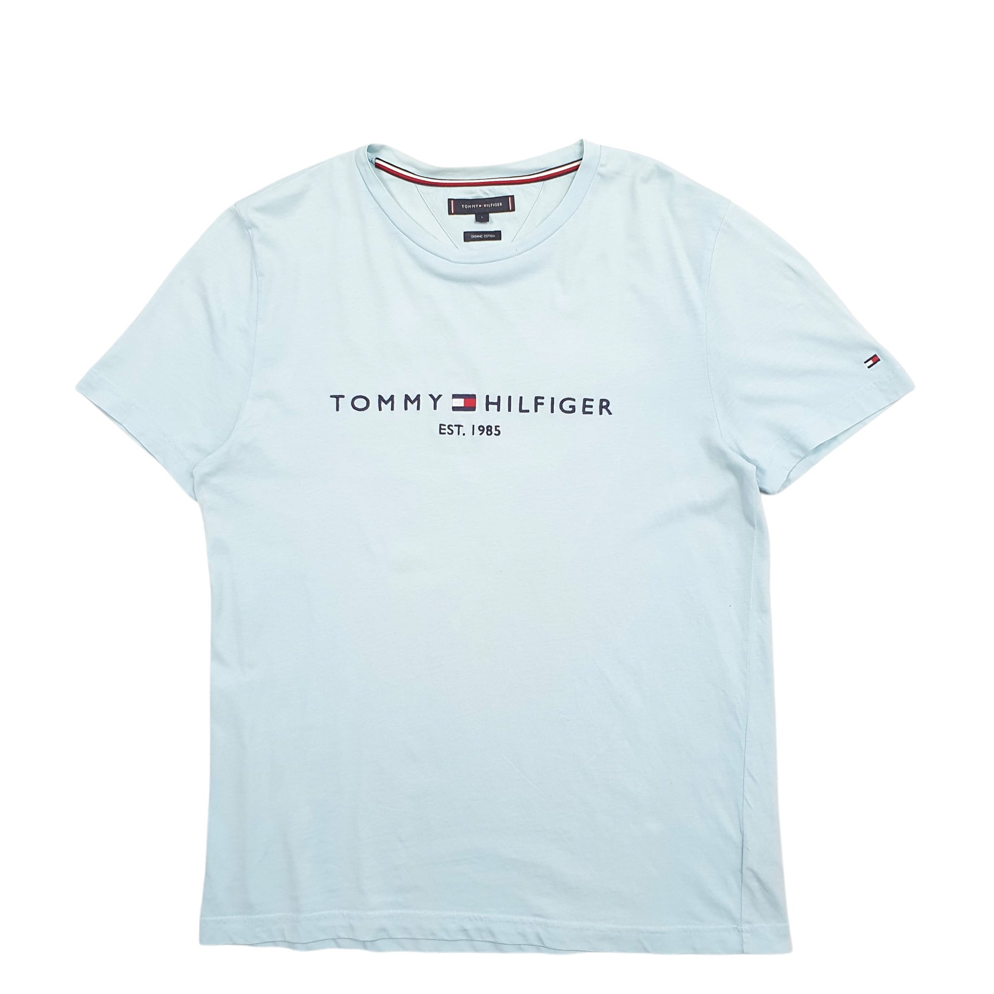 Mens Blue Tommy Hilfiger Spellout Short Sleeve T Shirt