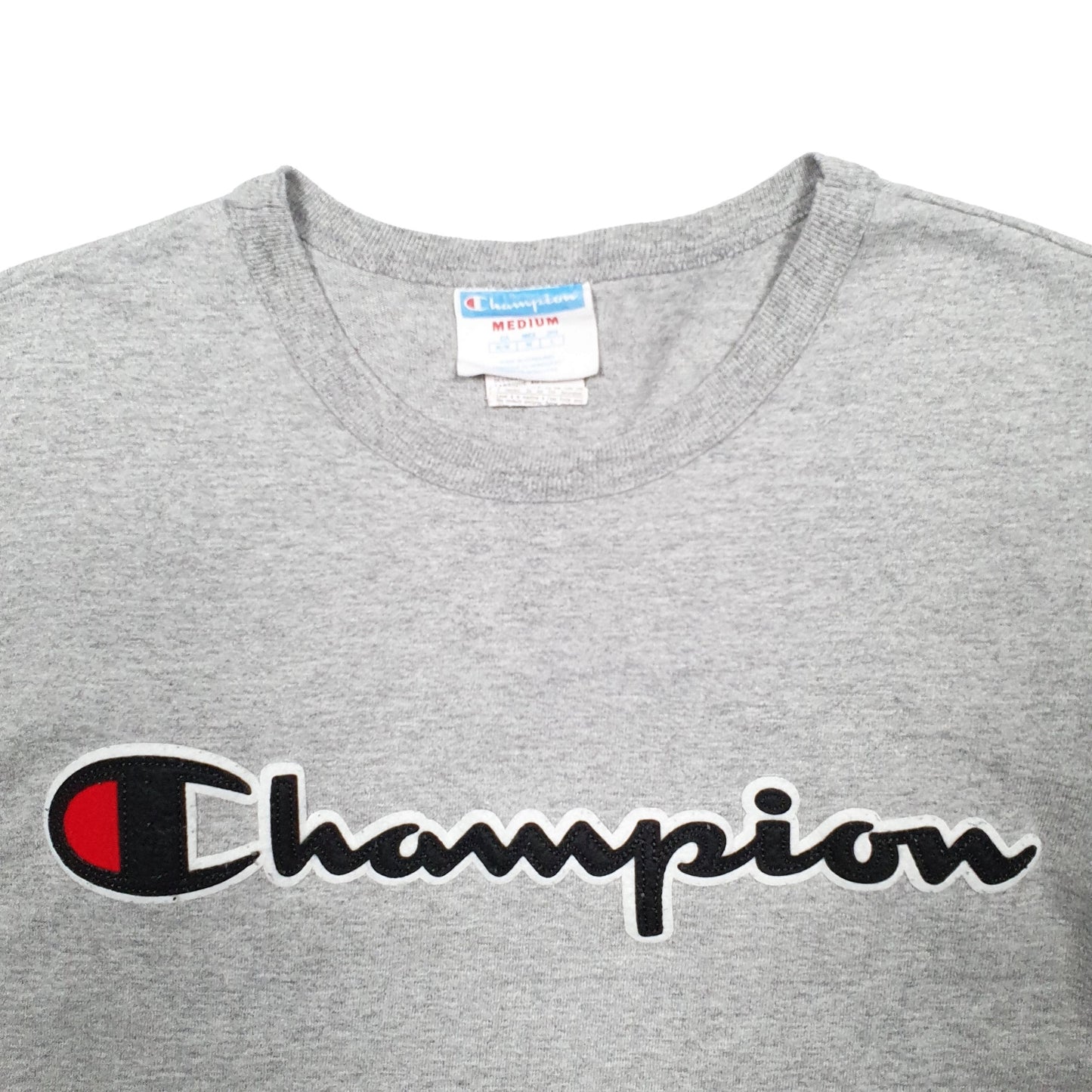 Mens Grey Champion Spellout Short Sleeve T Shirt