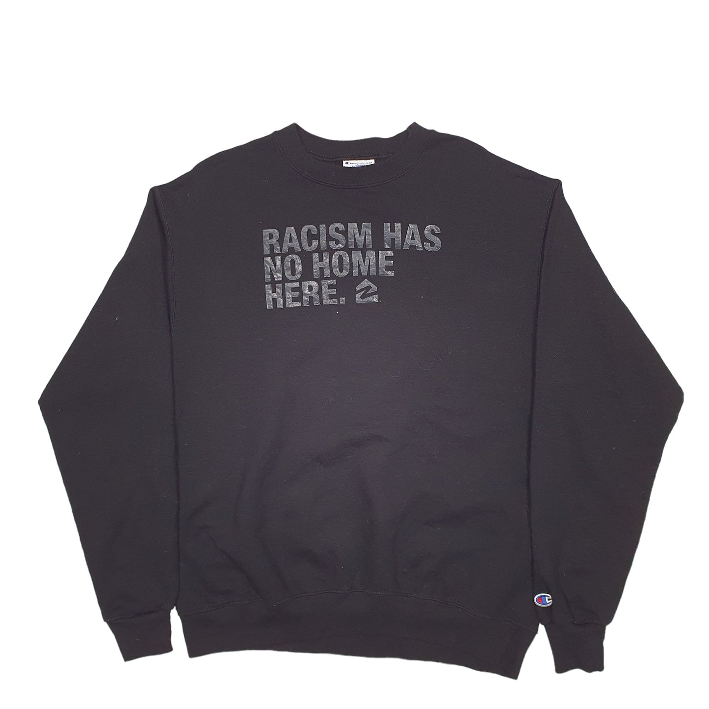 Mens Black Champion Stop Racism Crewneck Jumper