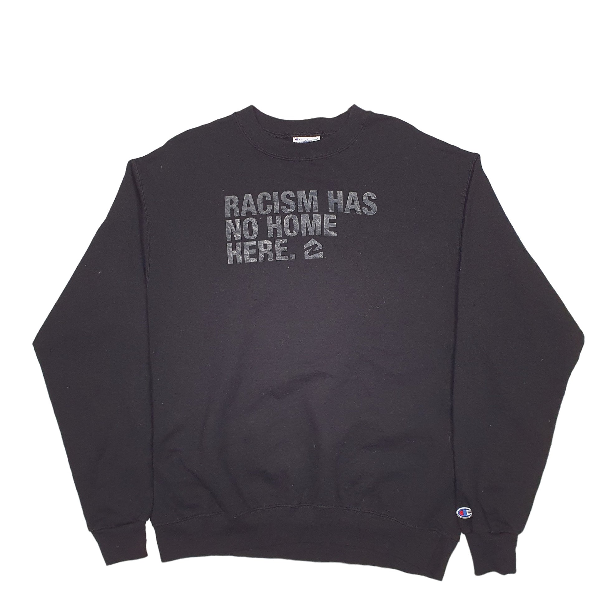 Mens Black Champion Stop Racism Crewneck Jumper