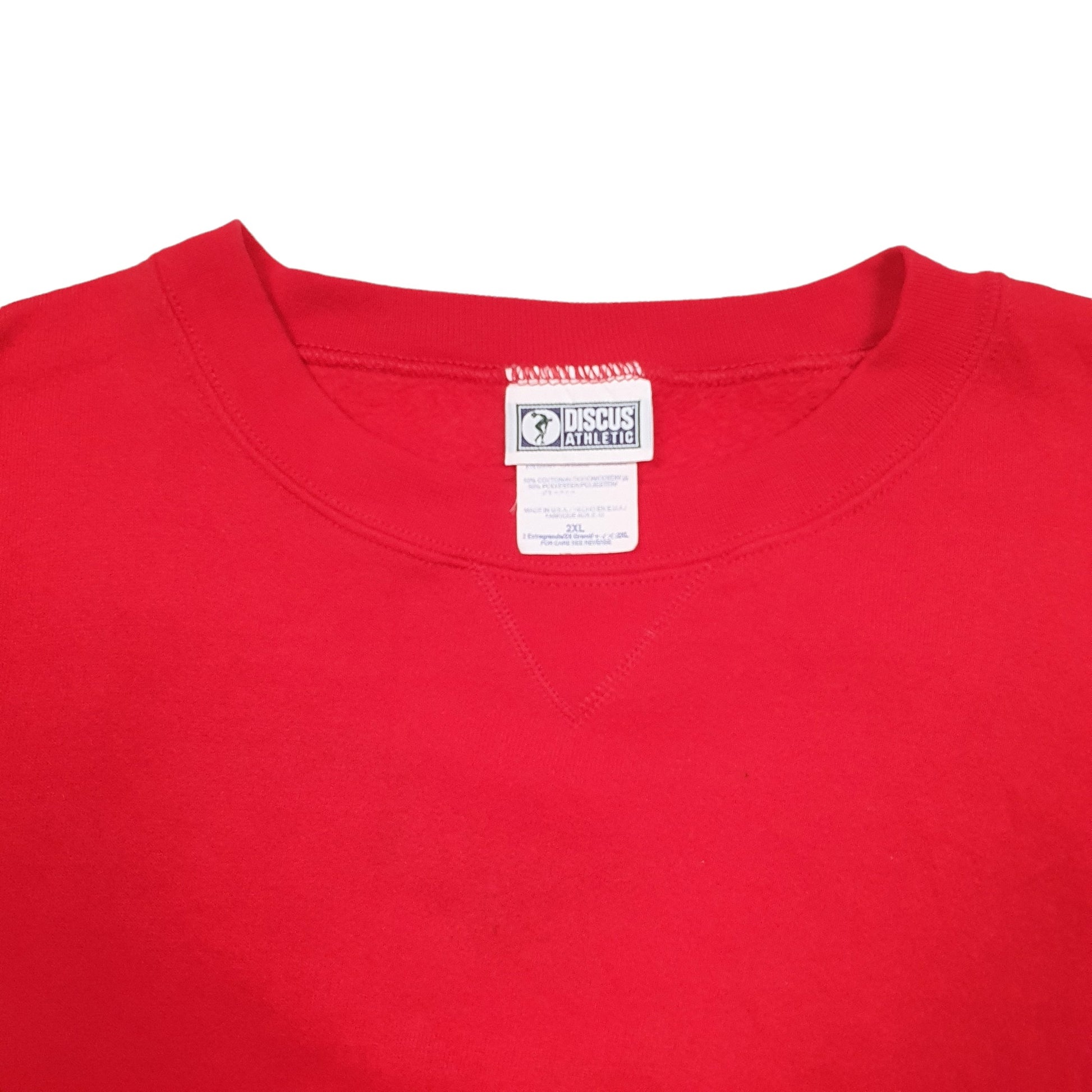 Mens Red Discus Athletic Vintage 90's Crewneck Jumper