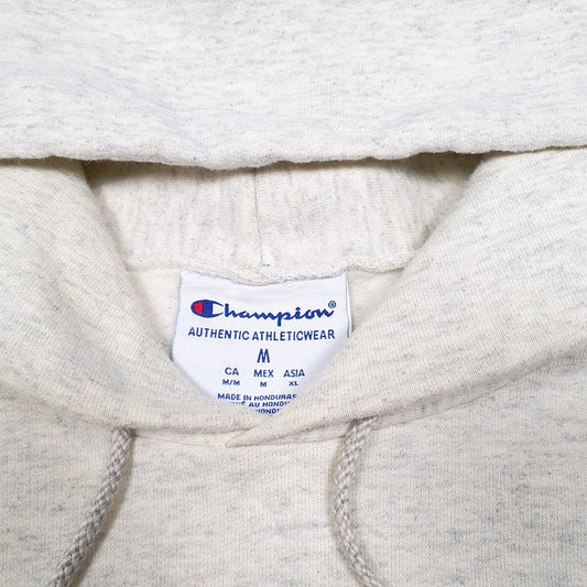 Mens Cream Champion Elon University USA Spellout Hoodie Jumper