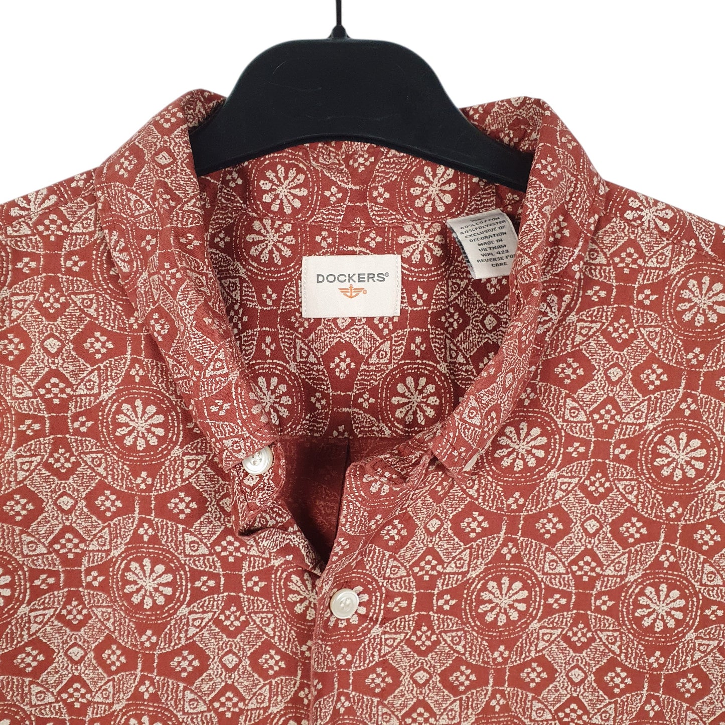 Mens Red Dockers Print Floral Short Sleeve Shirt