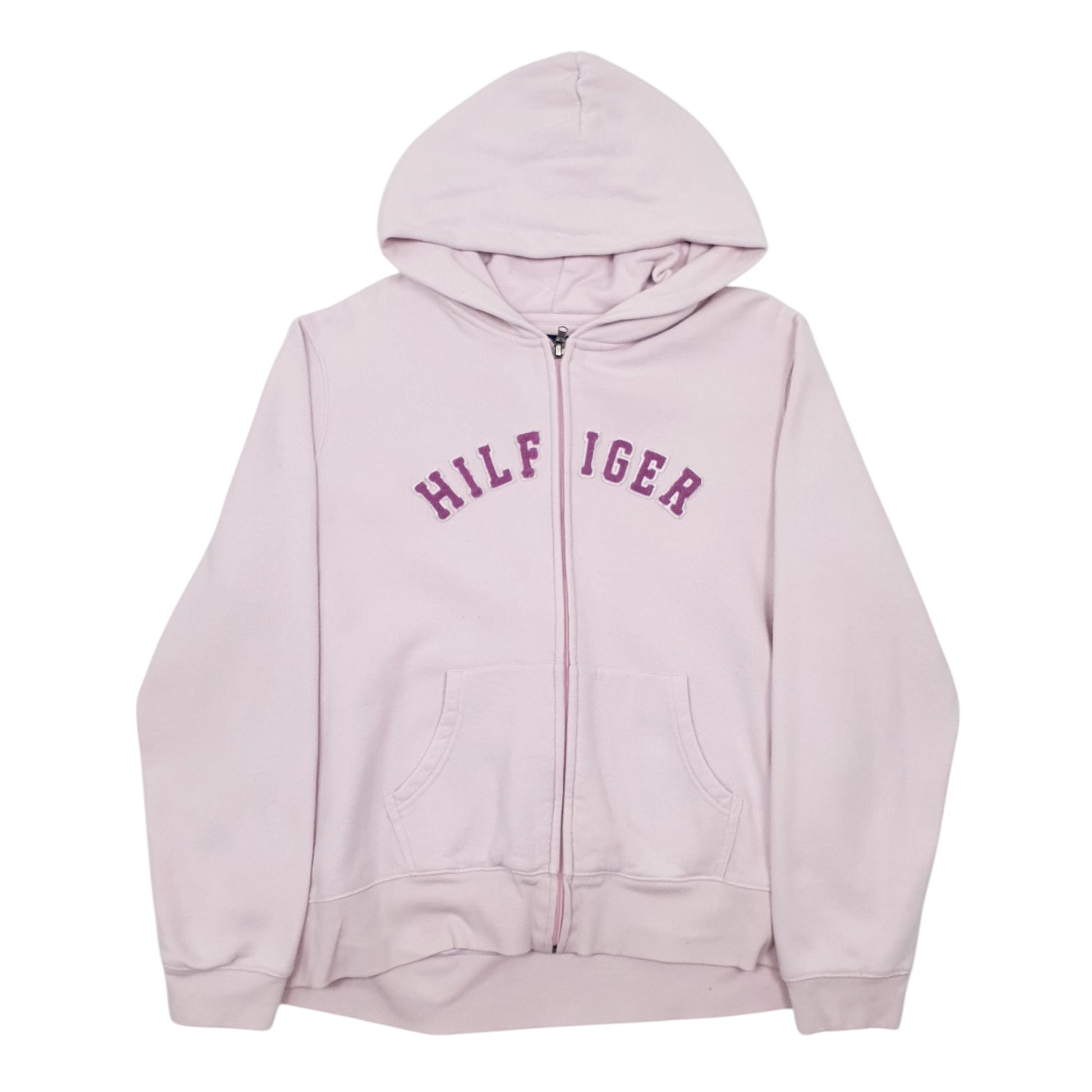 Womens Pink Tommy Hilfiger Spellout Full Zip Jumper