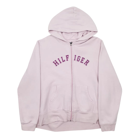 Womens Pink Tommy Hilfiger Spellout Full Zip Jumper