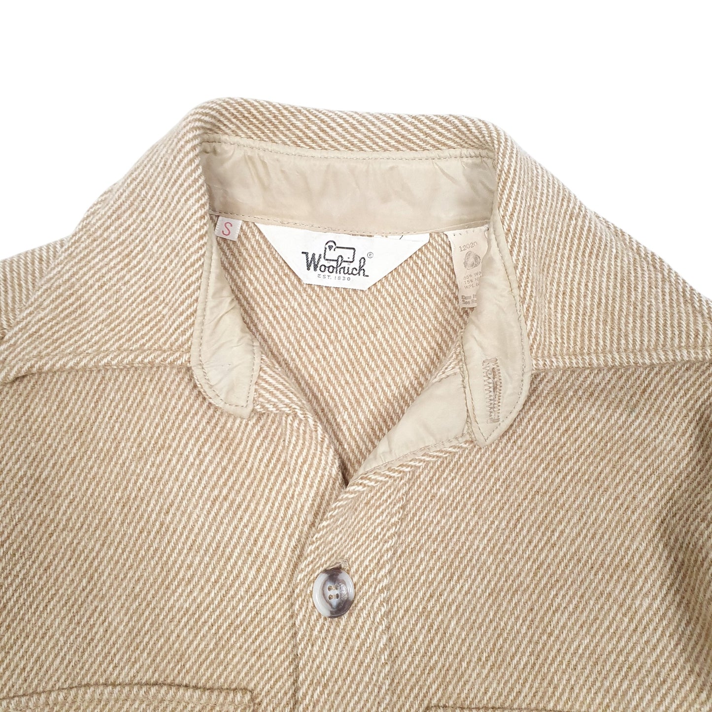 Mens Tan Woolrich Vintage CPO Overshirt Shacket 70s 80s Long Sleeve Shirt
