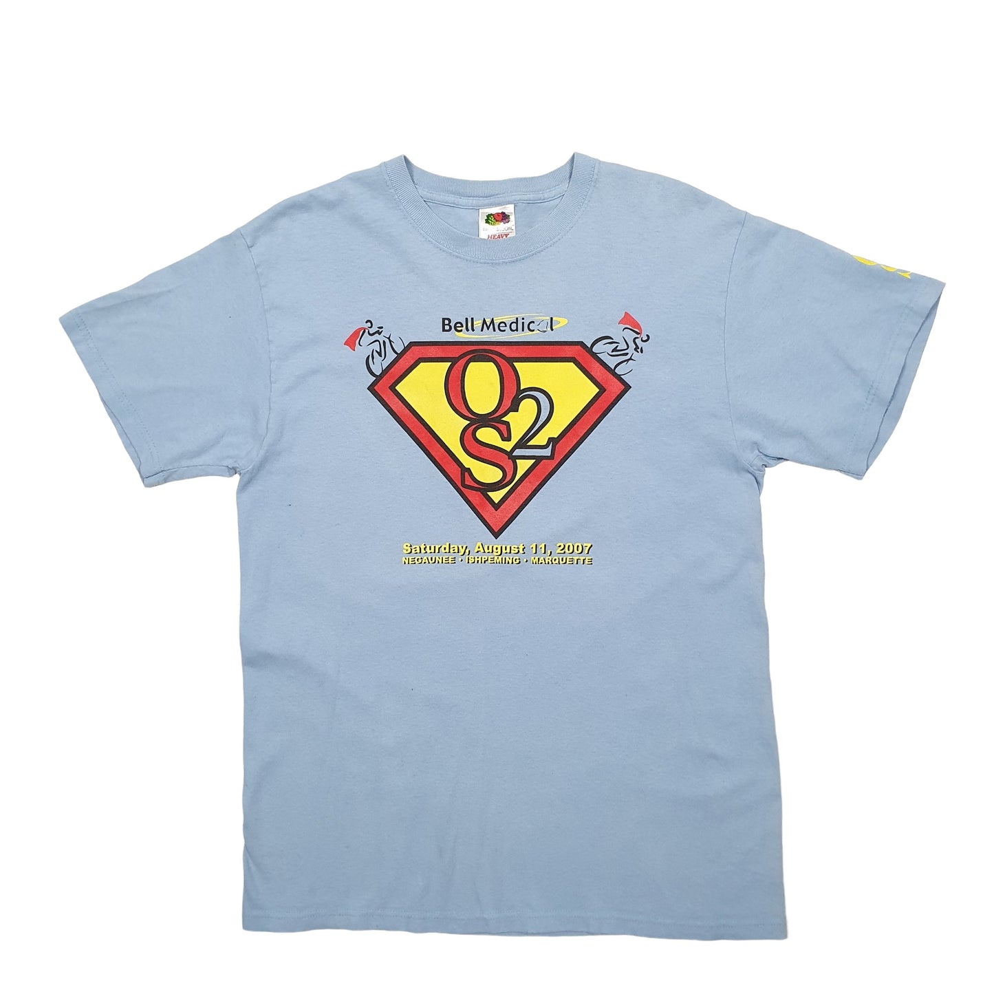 Mens Blue Fruit Of The Loom Superman Medical Short Sleeve T Shirt