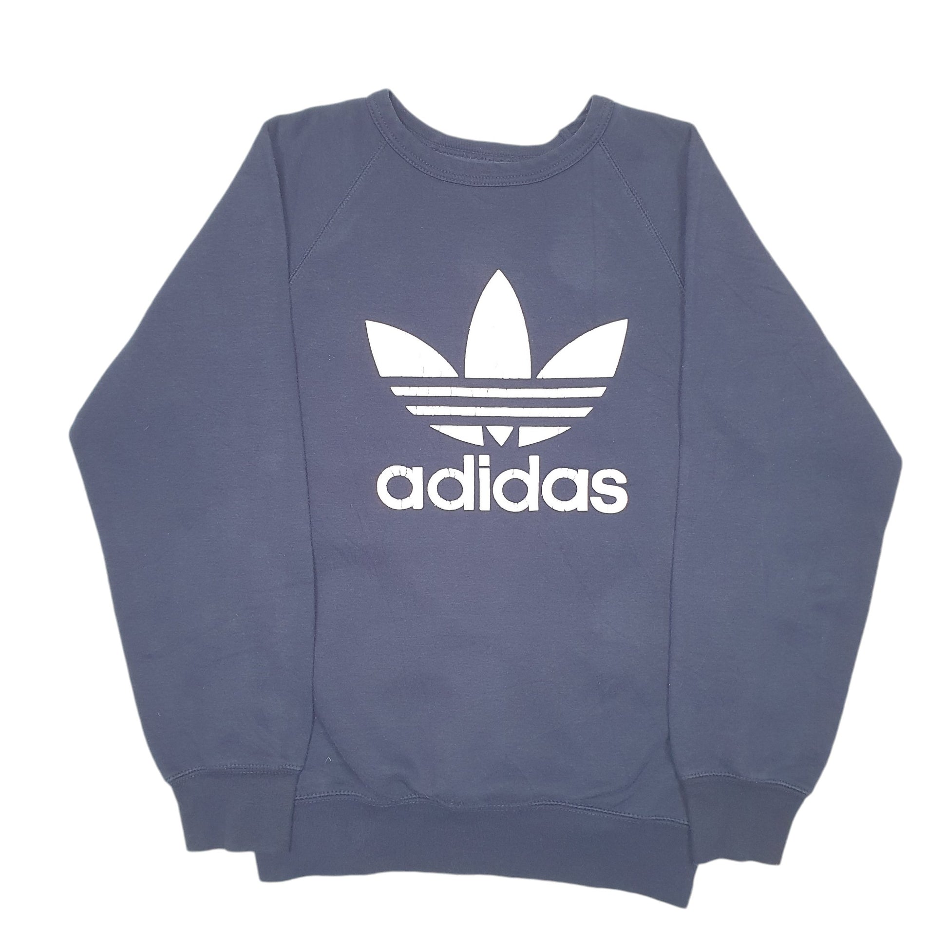 Mens Navy Adidas Raglan Spellout Crewneck Jumper
