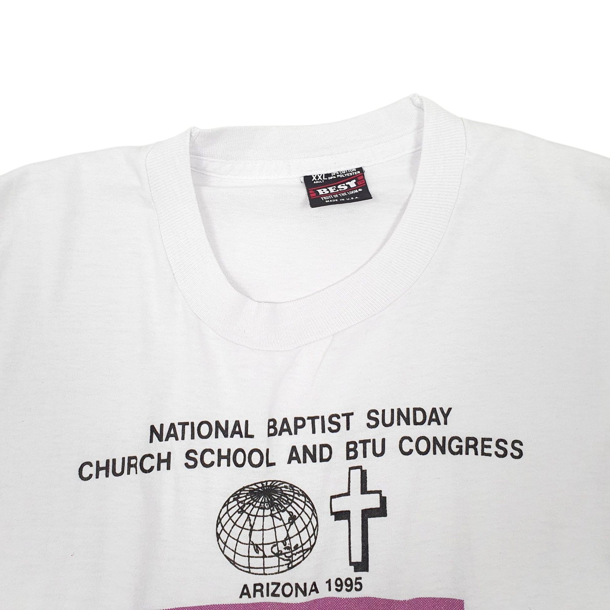 Mens White Fruit Of The Loop Single Stitch Vintage 90s Short Sleeve T Shirt