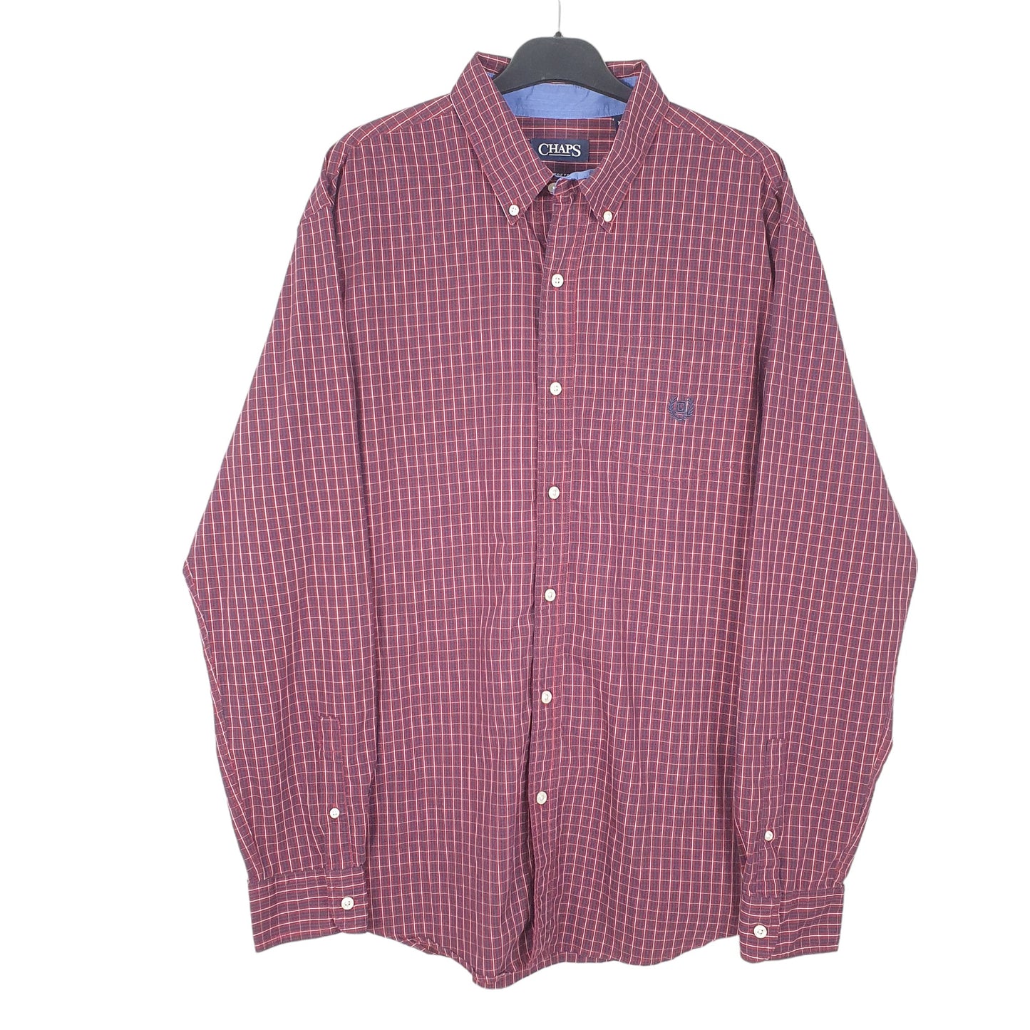 Mens Red Chaps Stretch Long Sleeve Shirt